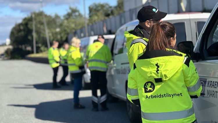 To personer kontrollerer en varebil